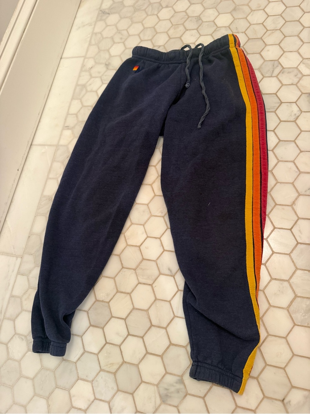 Aviator Nation Navy Sweatpants with Side Stripes